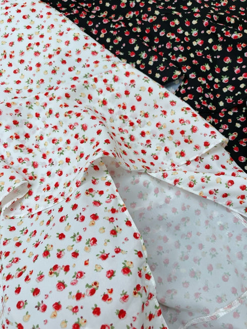 Ladies Floral Print Frill Side Slit Long Skirts